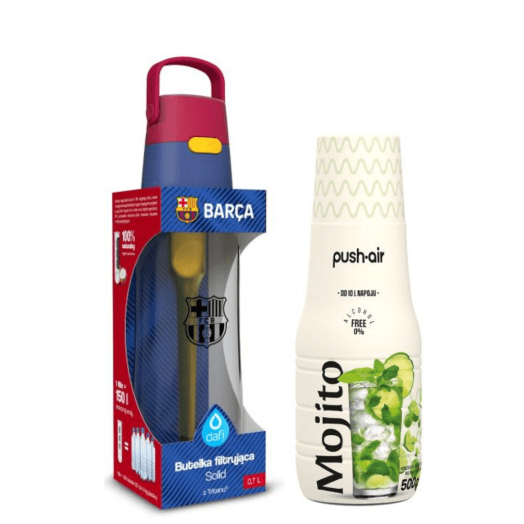 Bottiglia filtrante Dafi SOLID 0,7 FC Barcelona + sciroppo MOJITO