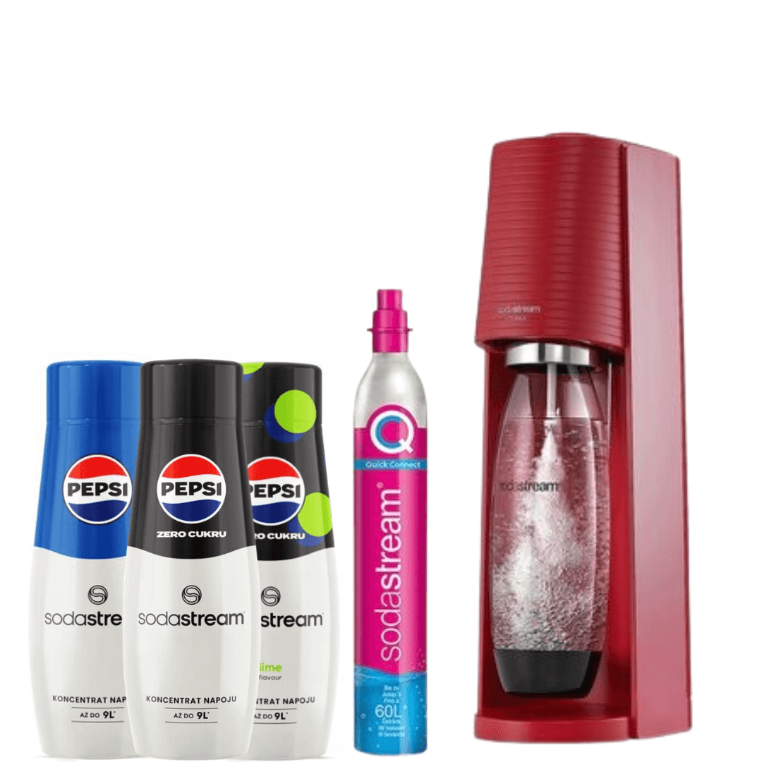 SodaStream Terra Red Macchina per Soda + 3 x Concentrati SodaStream
