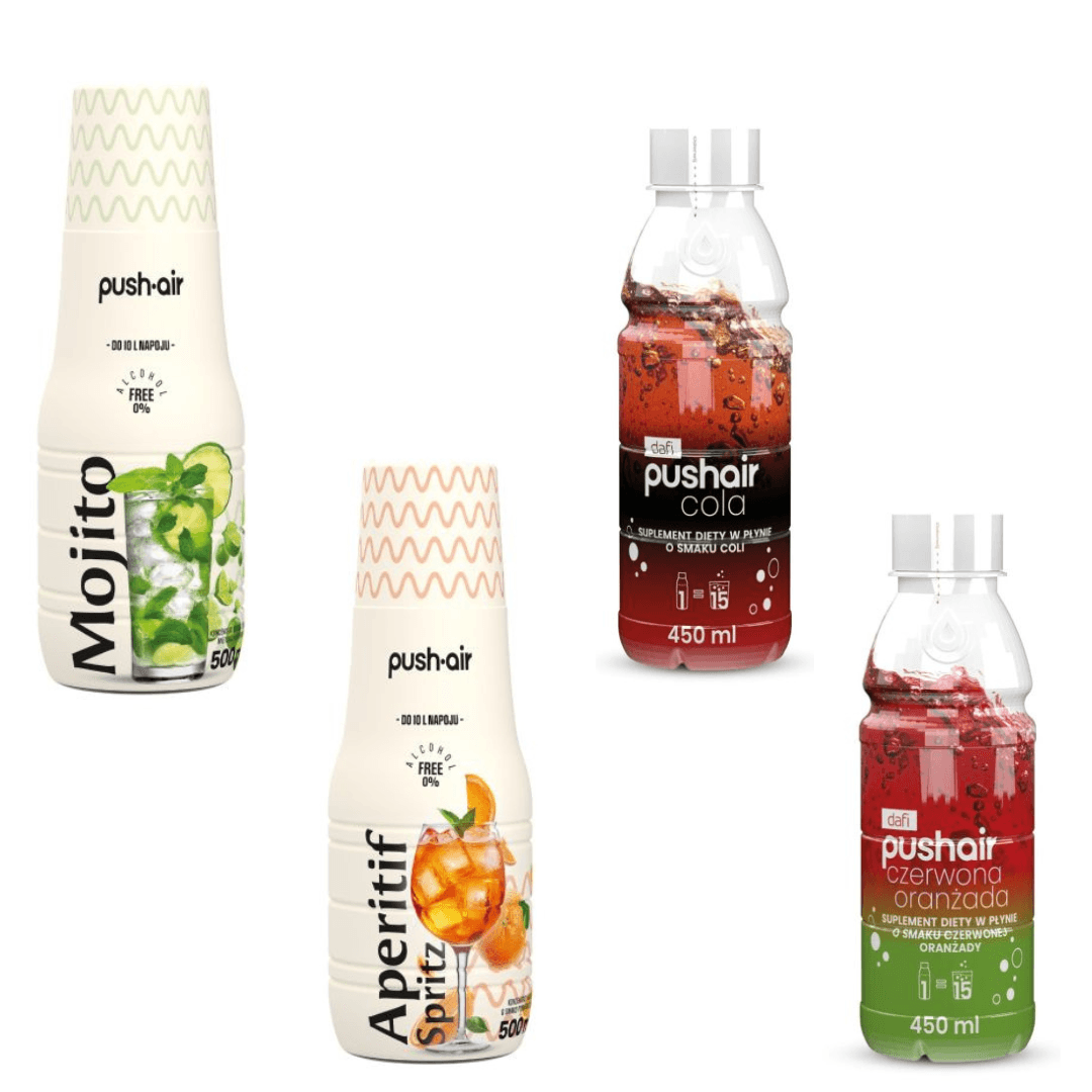 4× sciroppi Dafi: MOJITO + Aperitif Spritz + Cola + Aranciata Rossa