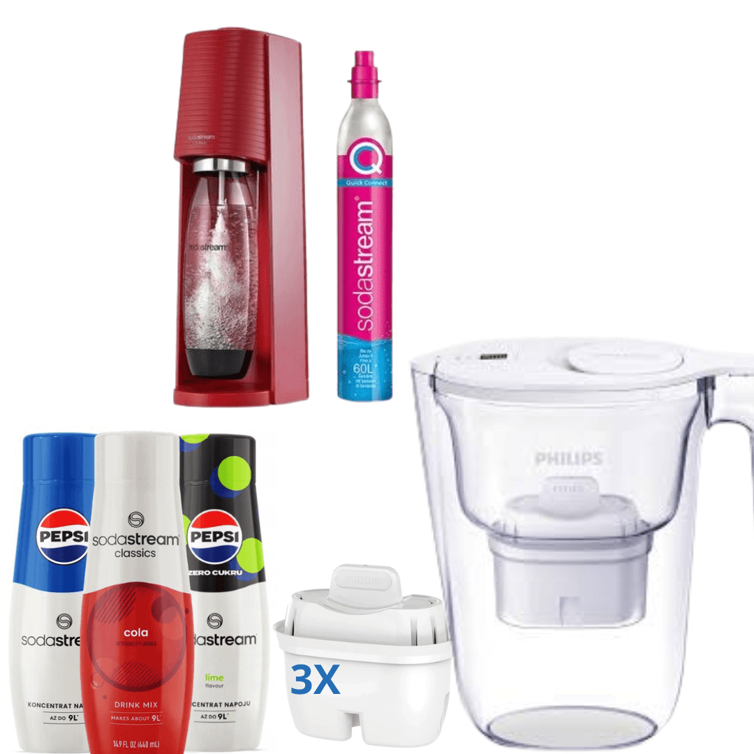 3 x Sciroppi + Gasatore Terra Rosso + Caraffa filtrante Philips