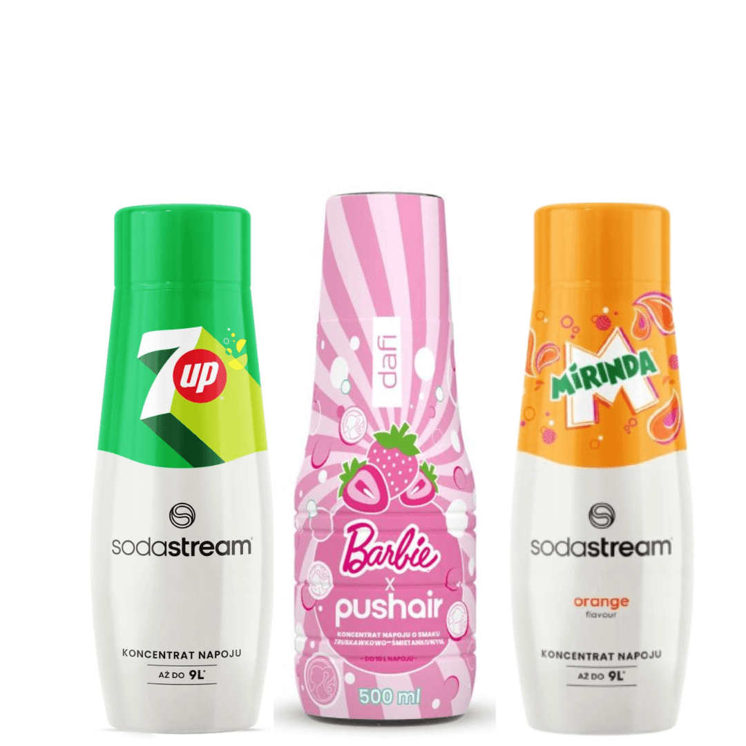 PUSHAIR BARBIE + sciroppi SodaStream MIRINDA e 7 UP