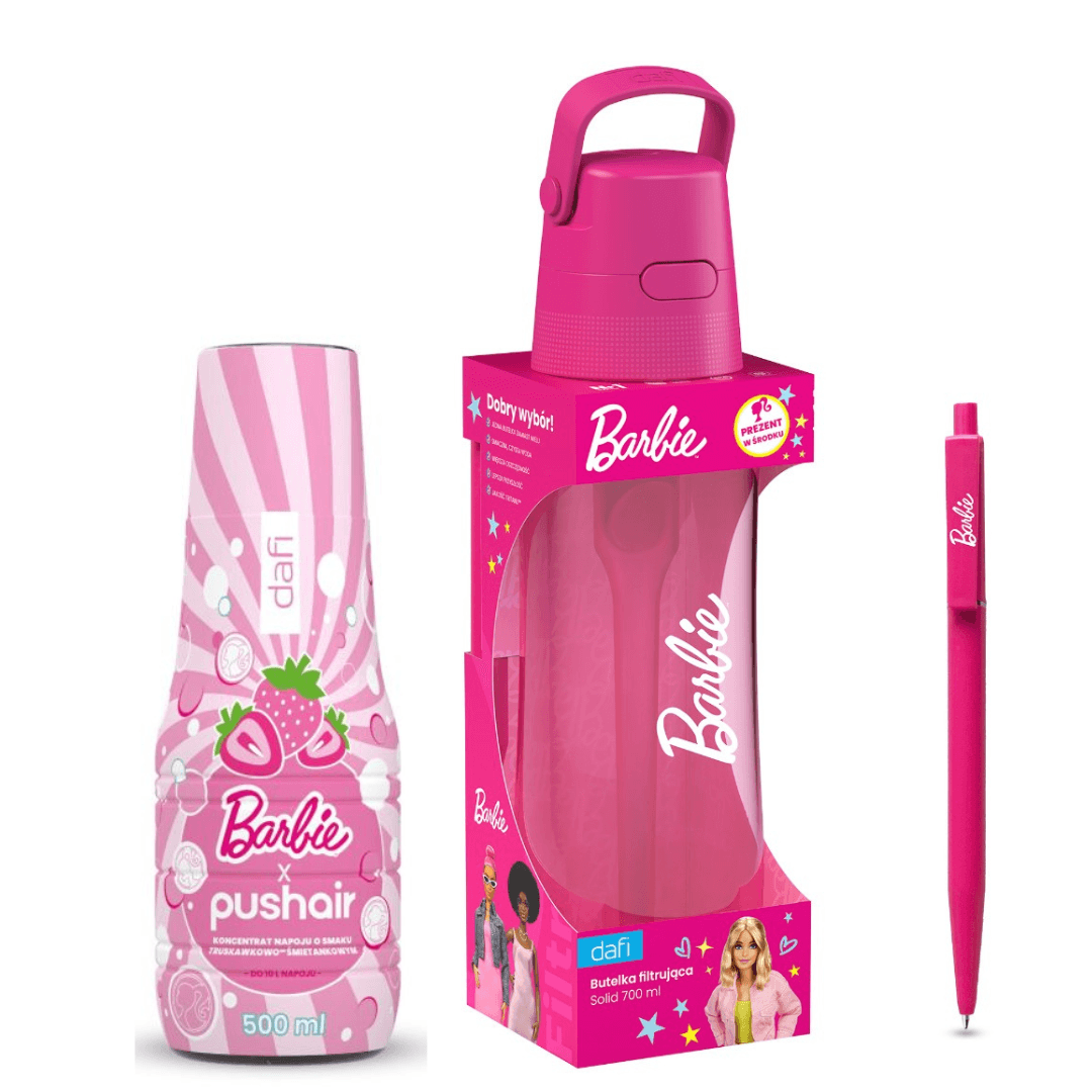 Borraccia filtrante Barbie SOLID 0,7 l + Sciroppo d’acqua PUSHAIR BARBIE 500 ml