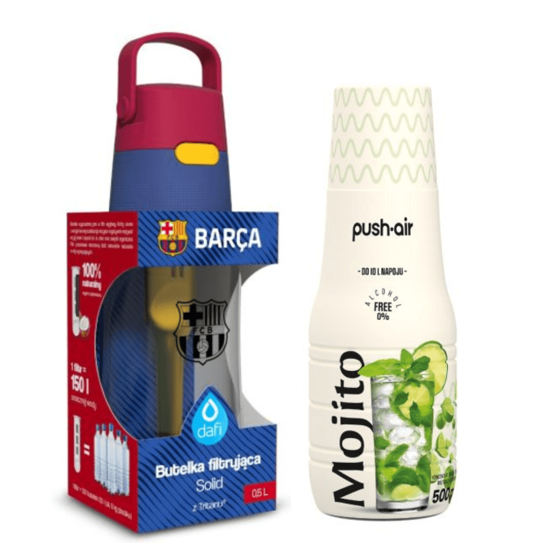 Bottiglia filtrante Dafi Solid 0,5 L FC Barcelona + sciroppo Mojito