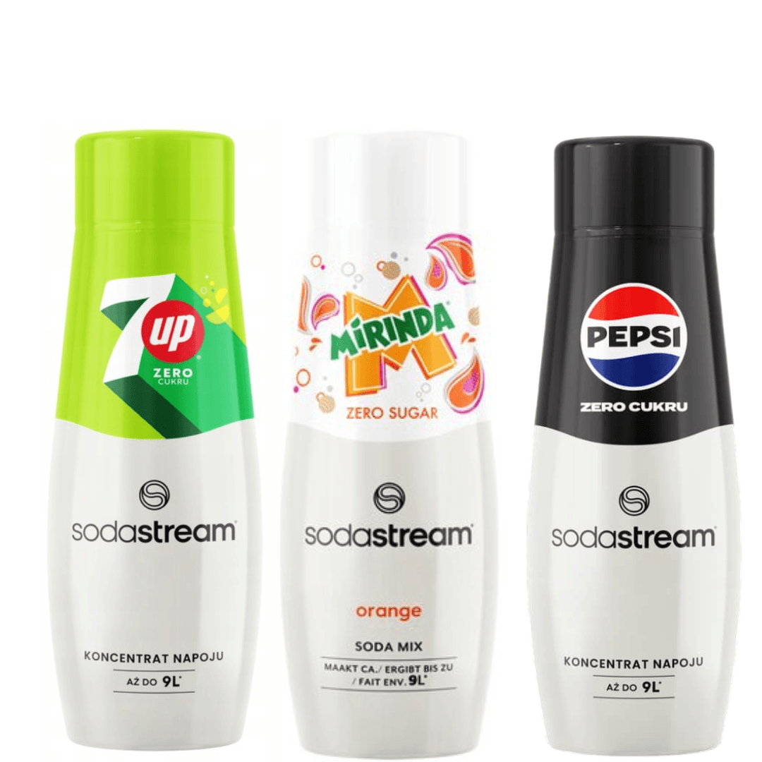 3x 7UP + PEPSI MAX + MIRINDA ZERO sciroppi