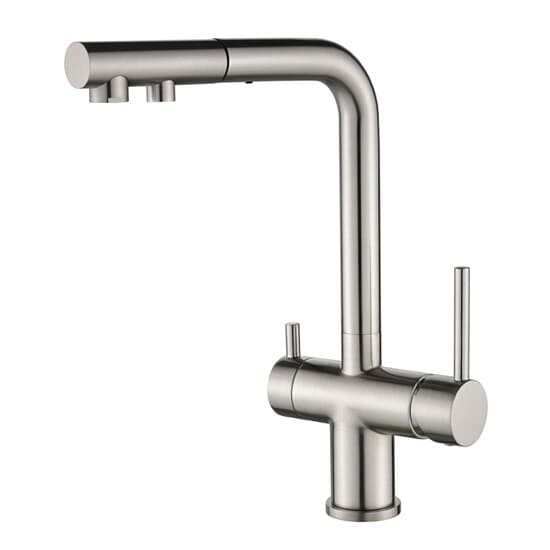 Rubinetto per lavabo a tre vie con estremità estraibile Helika Akvaduo PLUS 2683(Acciaio)