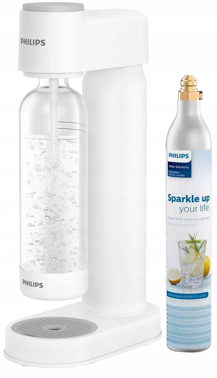 Macchina per Soda Philips Lite ADD4901WH, con Cartuccia di CO2, Bianco