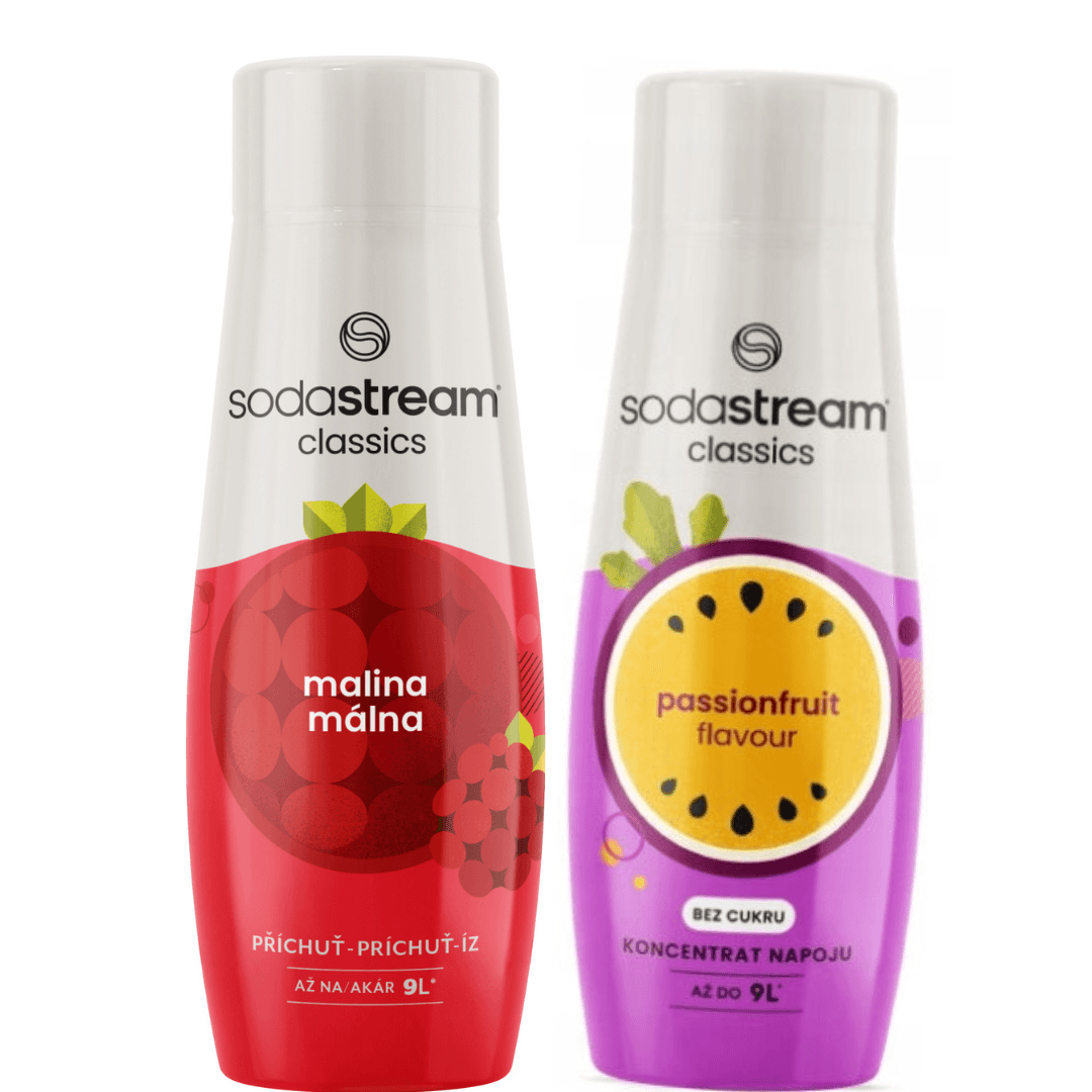 2 × SodaStream Lampone + Frutto della passione sciroppi