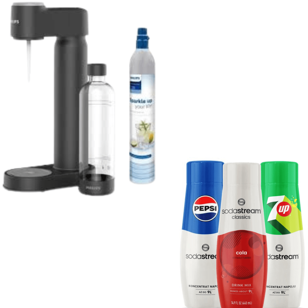 Philips Soda Maker, con cartuccia di CO₂, nero + 3 x sciroppi