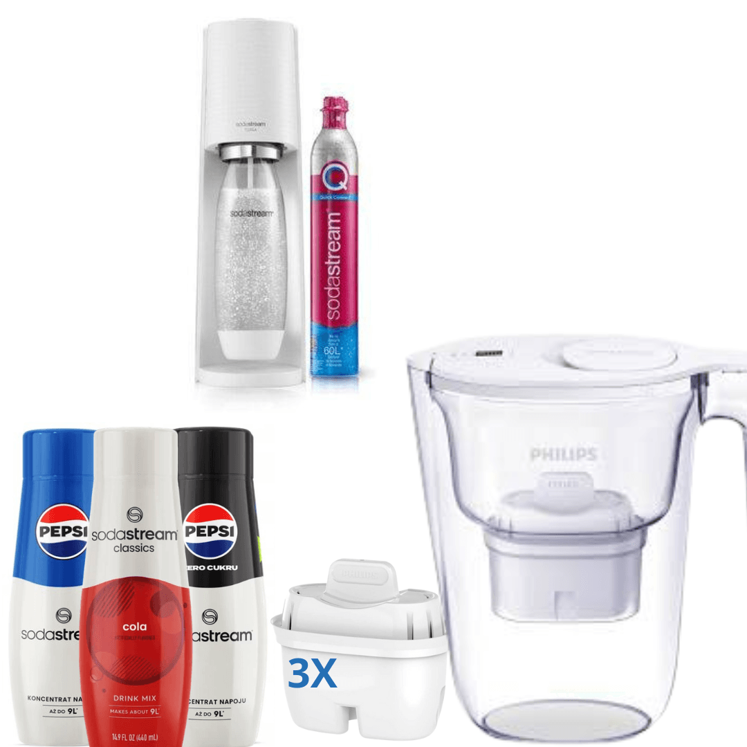 Macchina per soda Terra White + 3 concentrati + Caraffa Filtrante Philips