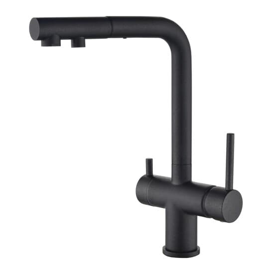 Rubinetto per lavabo a tre vie con estremità estraibile Helika Akvaduo PLUS 2683(nero metallizzato)