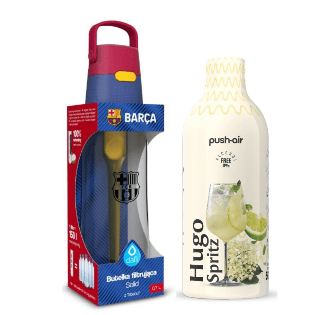 Bottiglia filtrante Dafi Solid 0,7 FC Barcelona + sciroppo HUGO SPRITZ