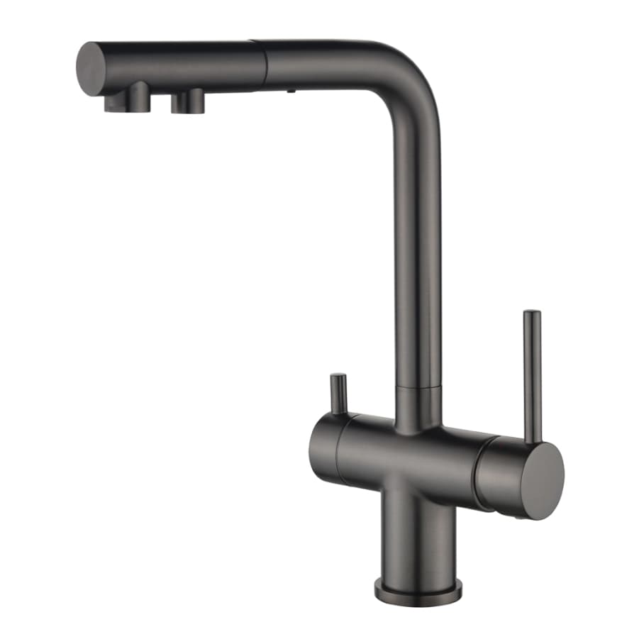 Rubinetto per lavabo a tre vie con estremità estraibile Helika Akvaduo PLUS 2683(Grafite lucido)