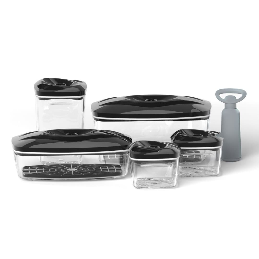 Set di 5 contenitori alimentari sottovuoto SeeYoo neri