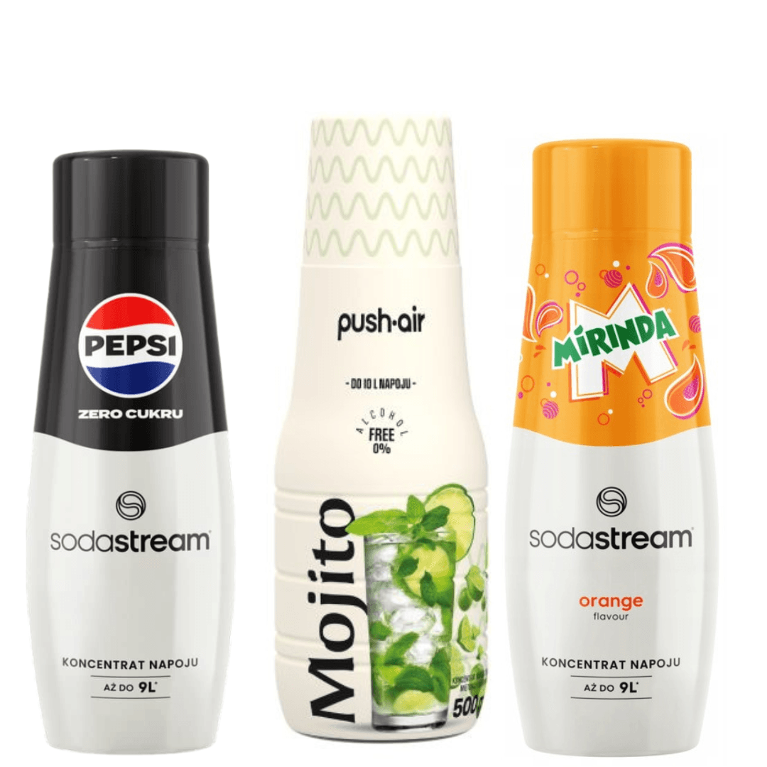 PUSHAIR MOJITO + SodaStream MIRINDA e PEPSI MAX