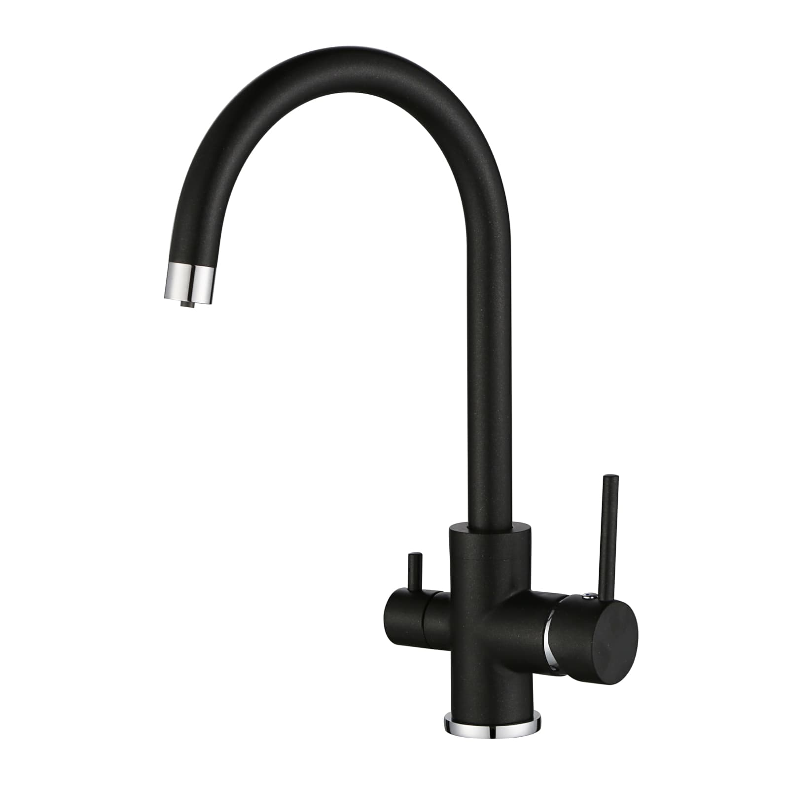 Rubinetto per lavabo a tre vie Aquasanita Sabiaduo 2963(nero metallizzato)