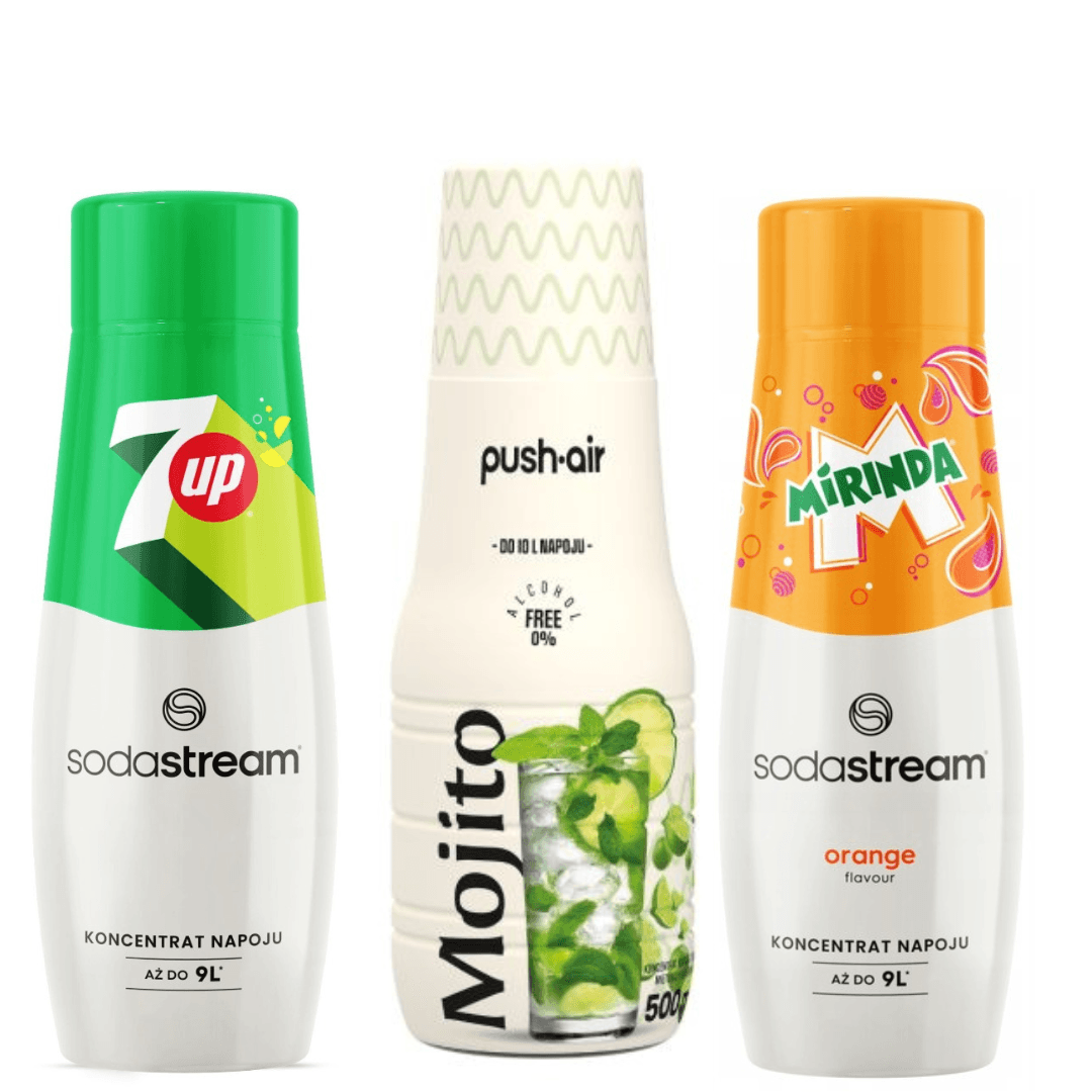 PUSHAIR MOJITO + SodaStream MIRINDA e 7 UP