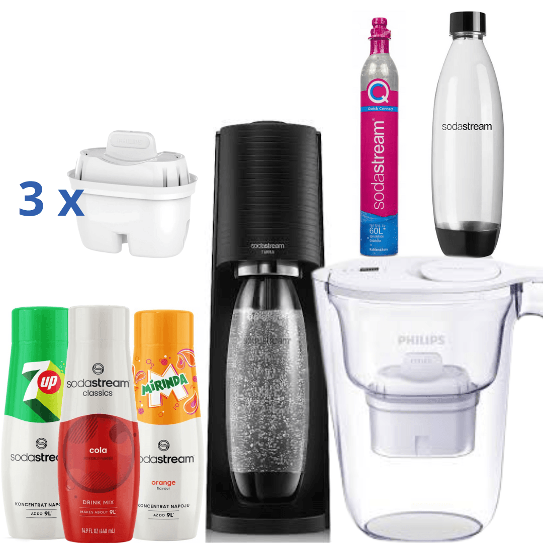 Caraffa filtrante Philips + 3 Sciroppi + Gasatore SodaStream