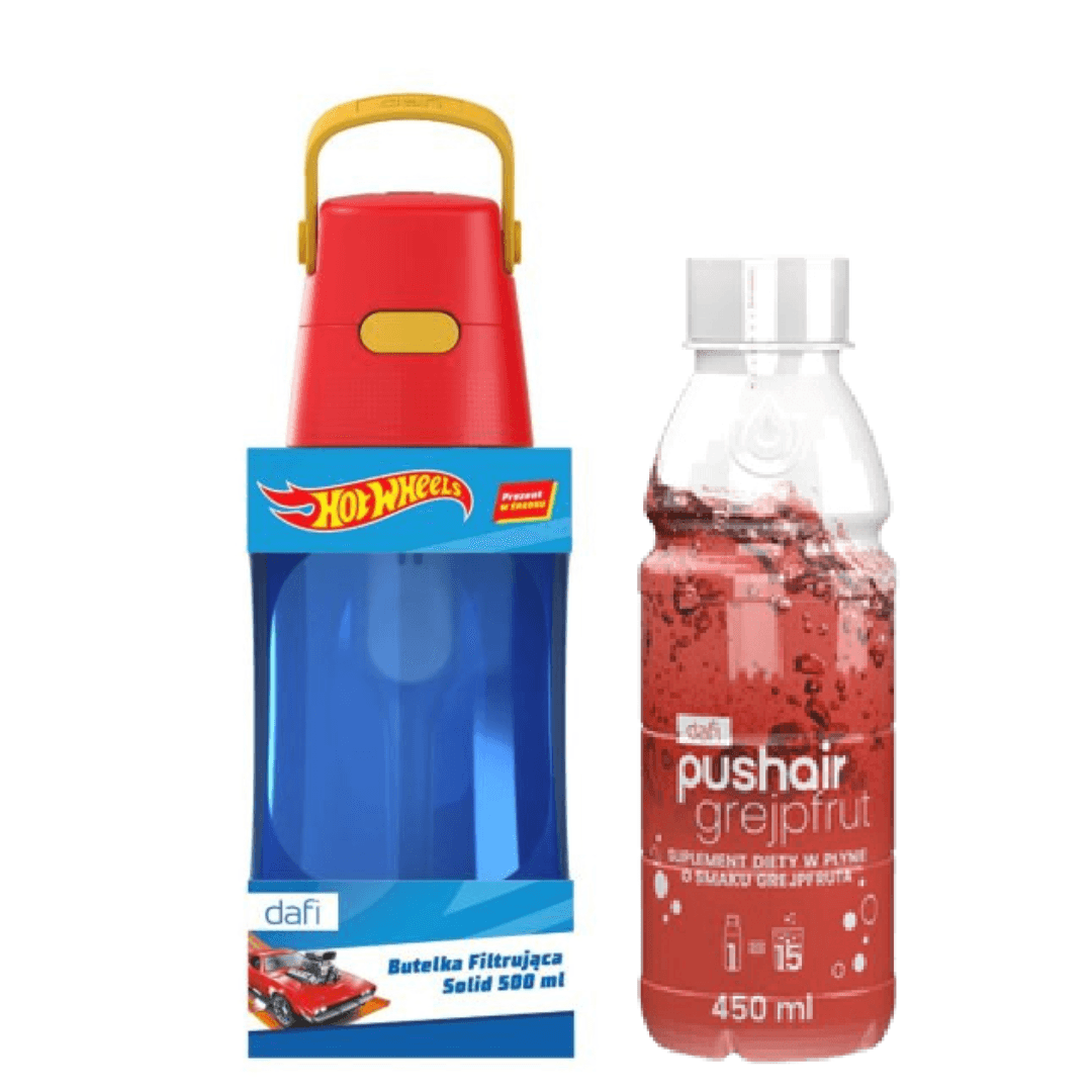 Bottiglia filtrante Dafi SOLID HOT WHEELS 0,5 + Sciroppo al pompelmo