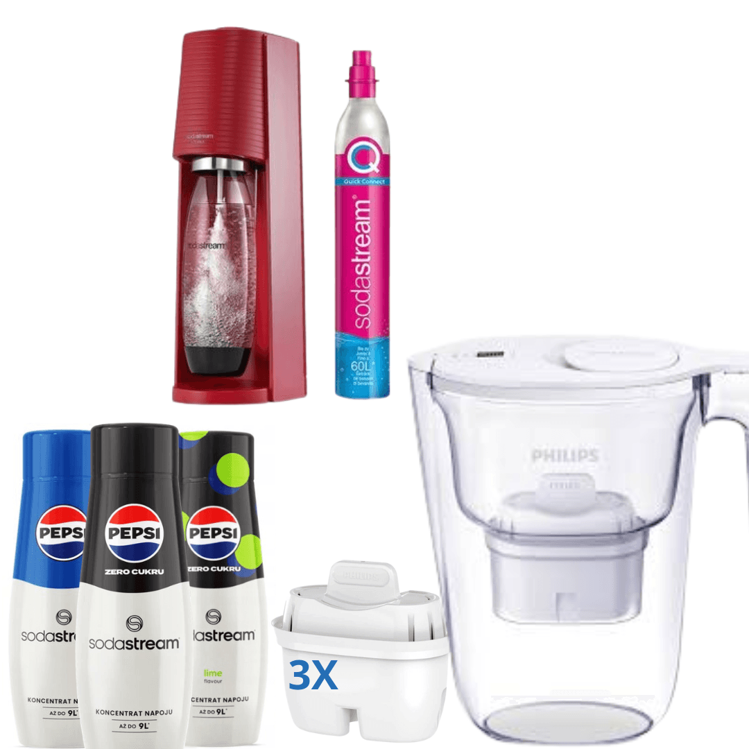 3 x Sciroppi + Gasatore Terra Rosso + Caraffa filtrante Philips 2,6 L