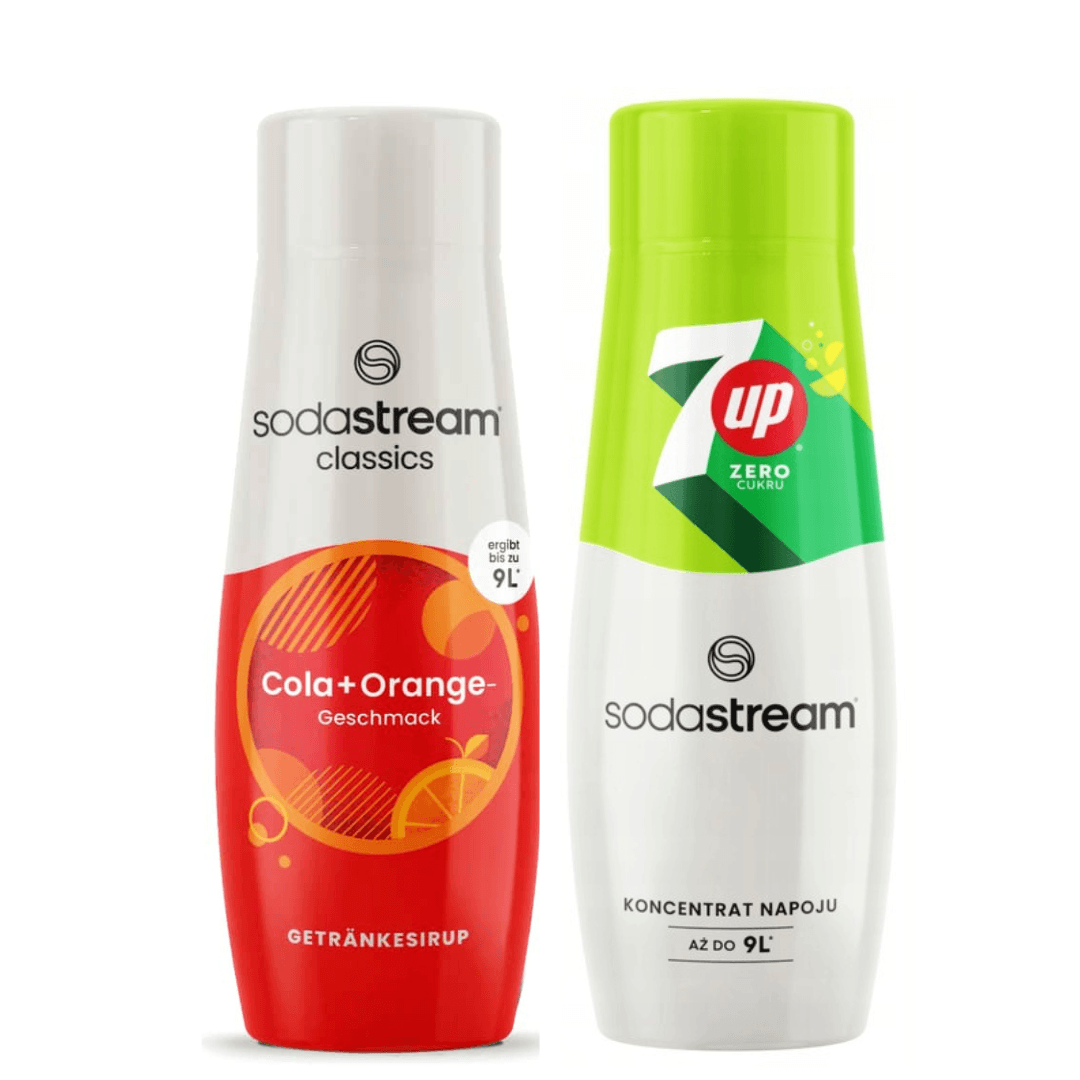 2 x SodaStream 7 UP ZERO + Cola Orange sciroppi