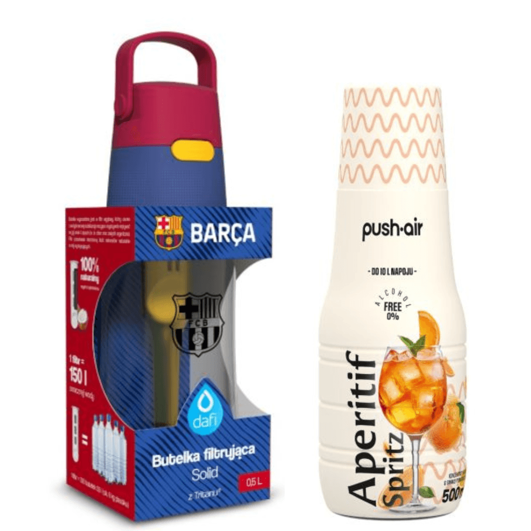 Dafi Solid 0,5 bottiglia filtrante FC Barcellona + sciroppo Aperitif