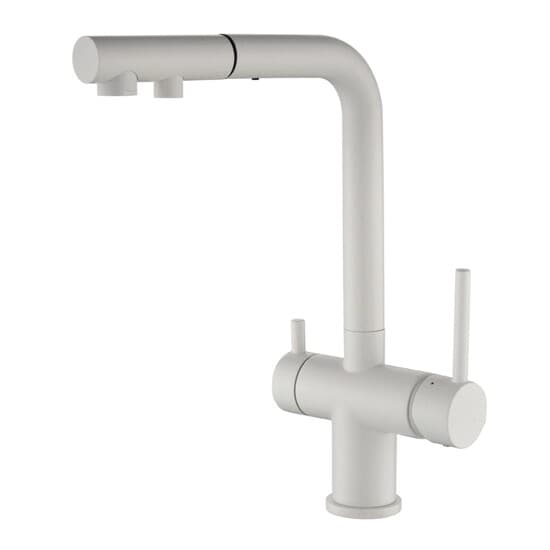 Rubinetto per lavabo a tre vie con estremità estraibile Helika Akvaduo PLUS 2683(Alba, bianco)