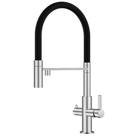 Rubinetto per lavabo a tre vie con doccetta estraibile Helika Soifos 7763(Acciaio)